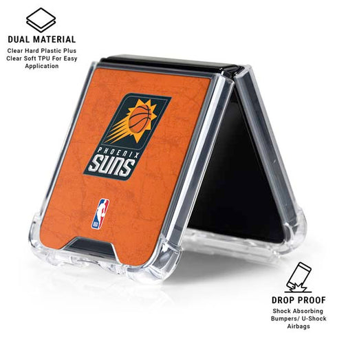 NBA Phoenix Suns Distressed Galaxy Z Flip6 Clear Case